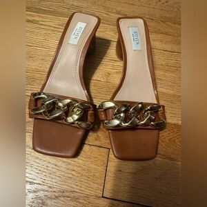 Steven (by Steve Madden) New York  slide with gold braided embellishment  8 1/2